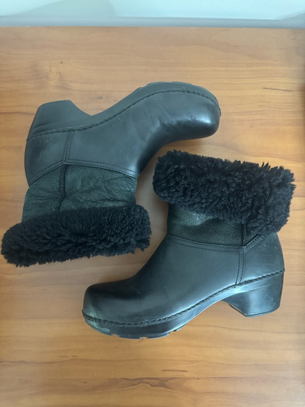 Dansko Stormy Oiled Leather Fur Lined Convertible Ankle Boots Winter Black 38 - Picture 3 of 8